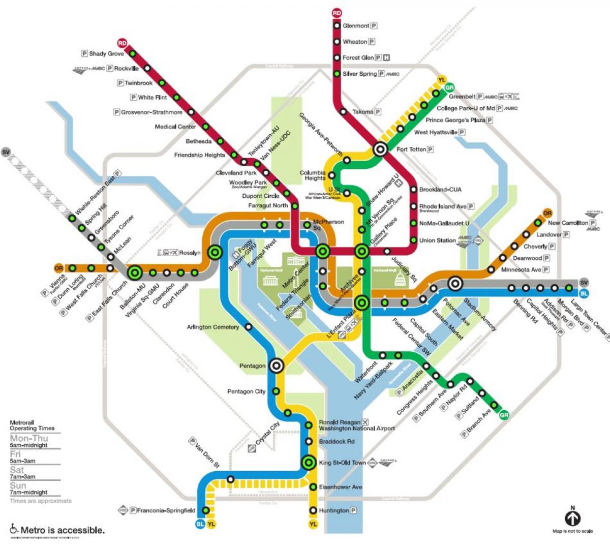 washington metro station kaart