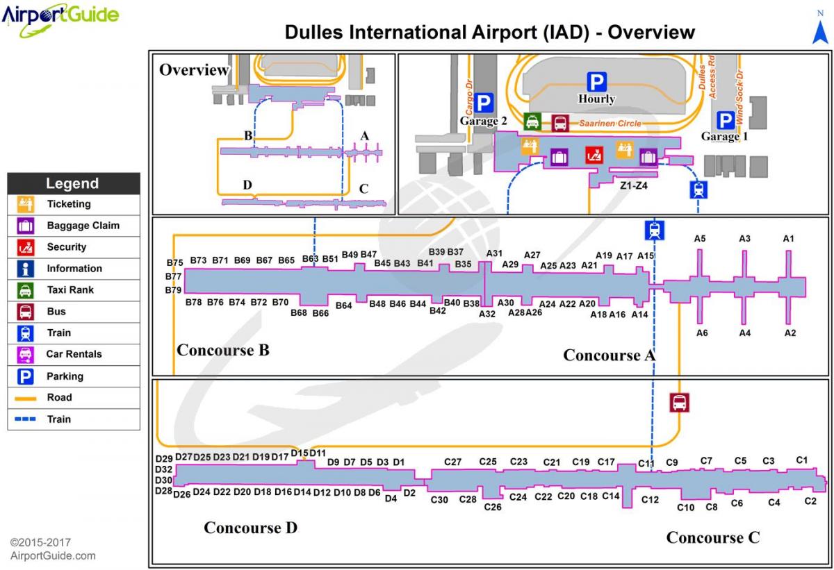 dulles airport terminal kaart