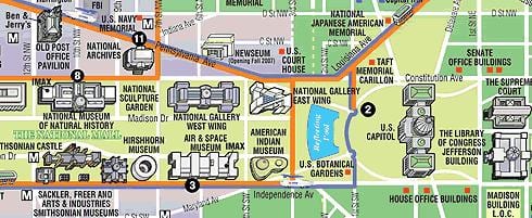 kaart washington dc muuseumides ja mälestusmärkide