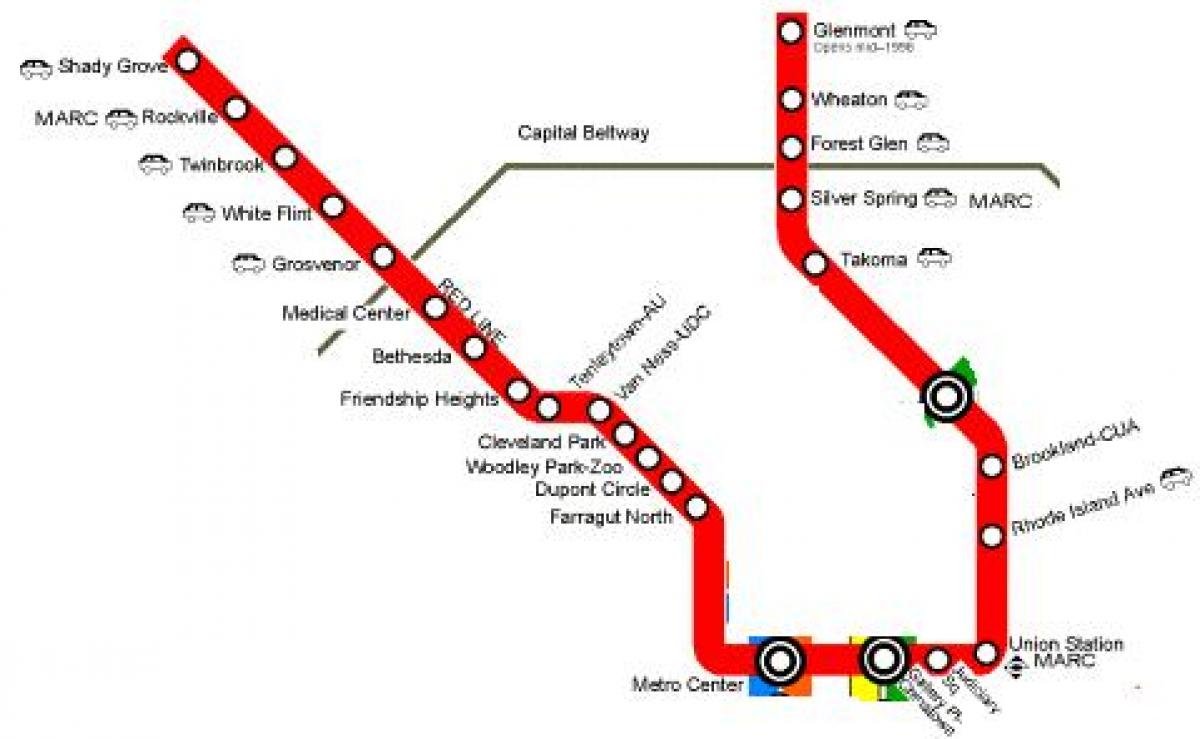 washington, dc, metroo punane joon kaardil