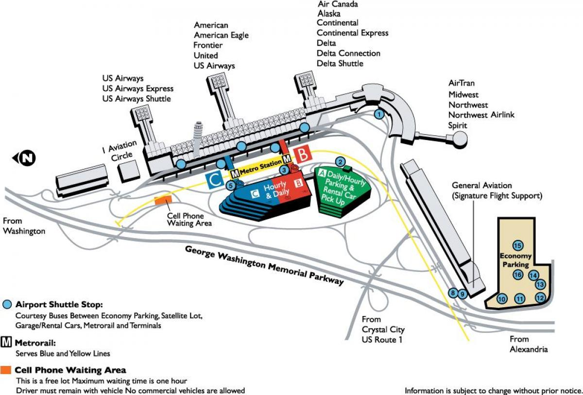 ronald reagan washington national airport kaart