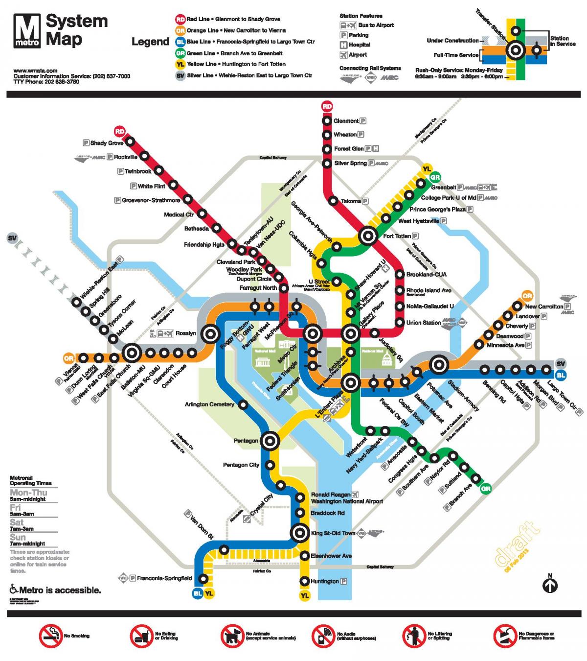 washington dc metro line kaart