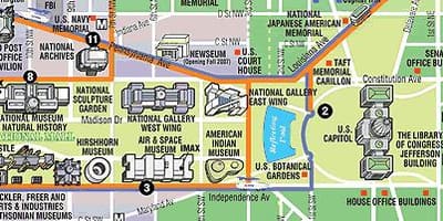 Kaart washington dc muuseumides ja mälestusmärkide