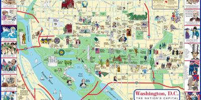 Washington dc kaart turismiobjektide